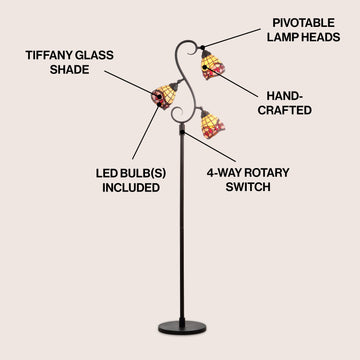Walker Tiffany-Style 70.5" Multi-Light LED Floor Lamp - JONATHAN Y